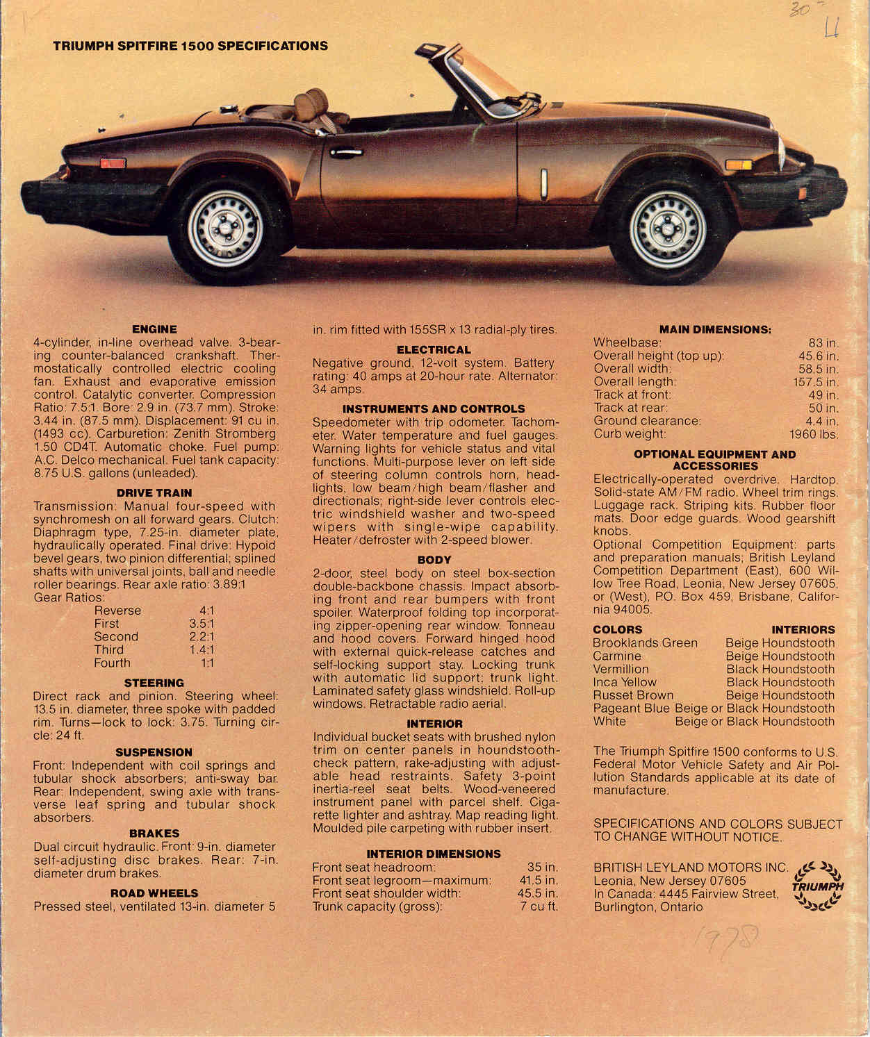 Triumph Spitfire 1500 USA!